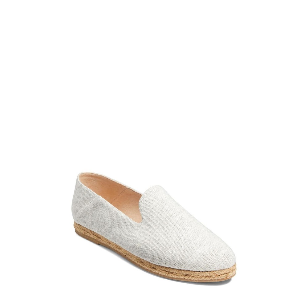 Jack Rogers Women's Audrey Linen Espadrille Flats, White Silver Linen, US 7.5 M